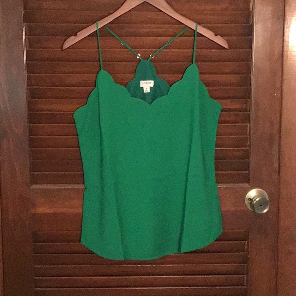 J Crew Green Scallop Cami